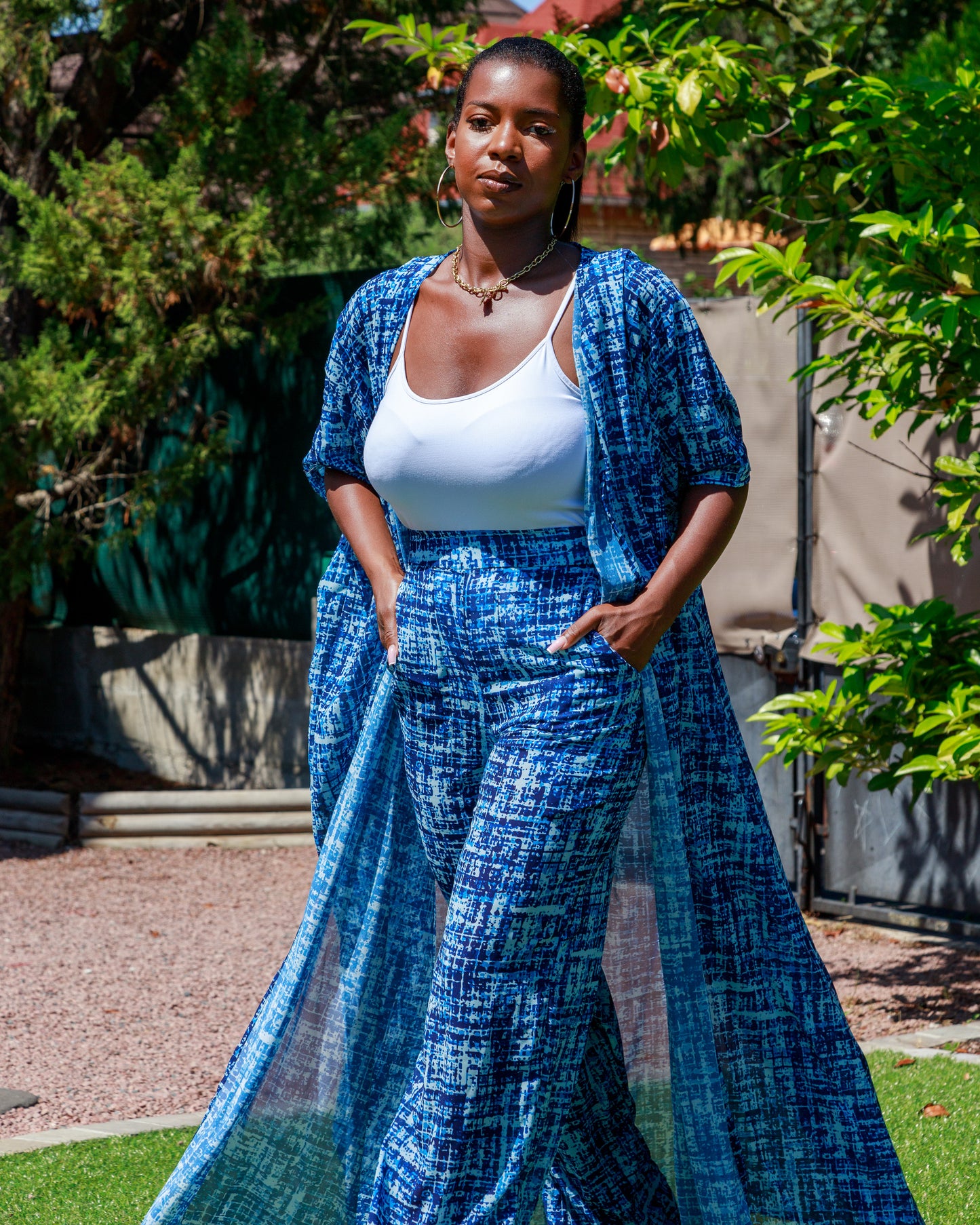 Ensemble satin léger bleu