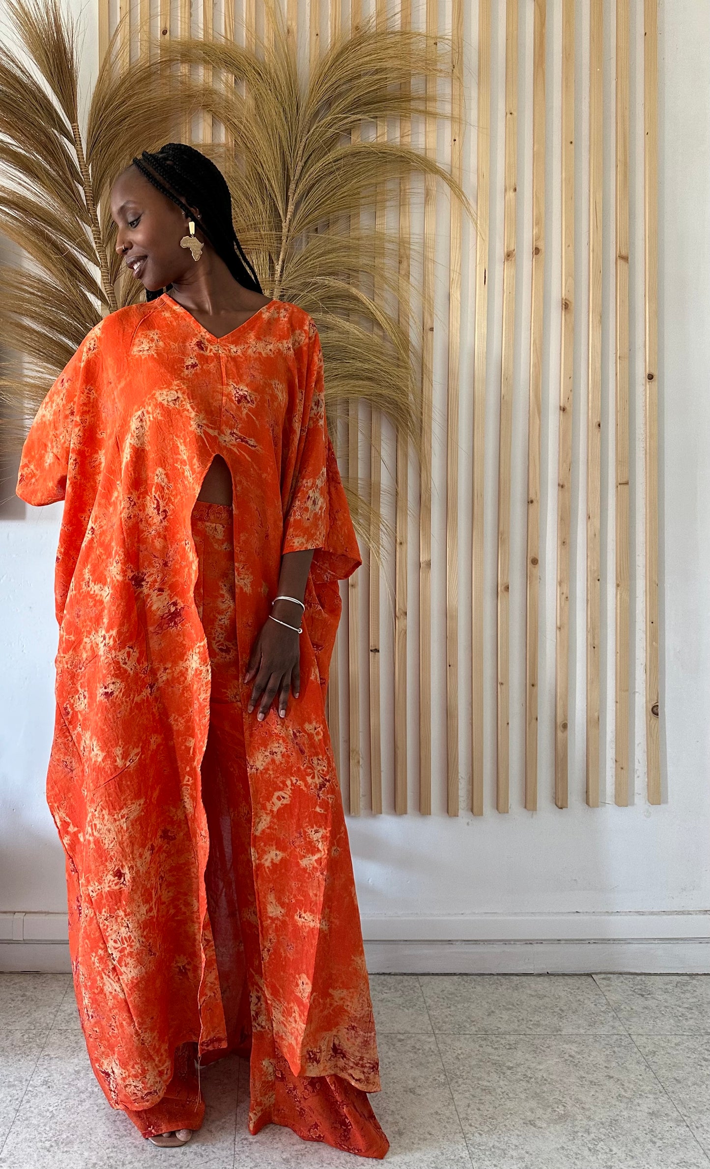 Ensemble tunique et pantalon orange