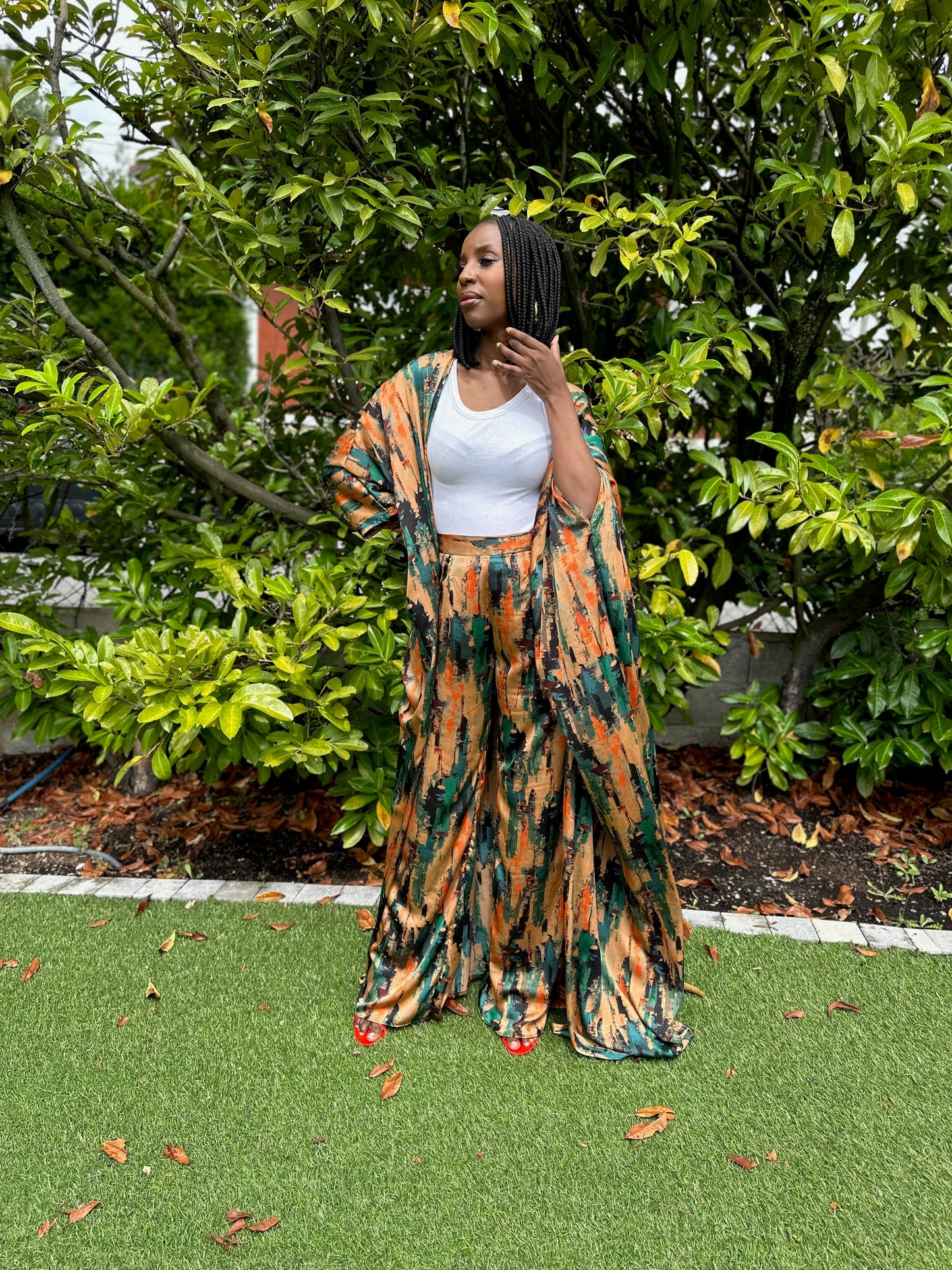 Ensemble Kimono Satin imprimé lourd