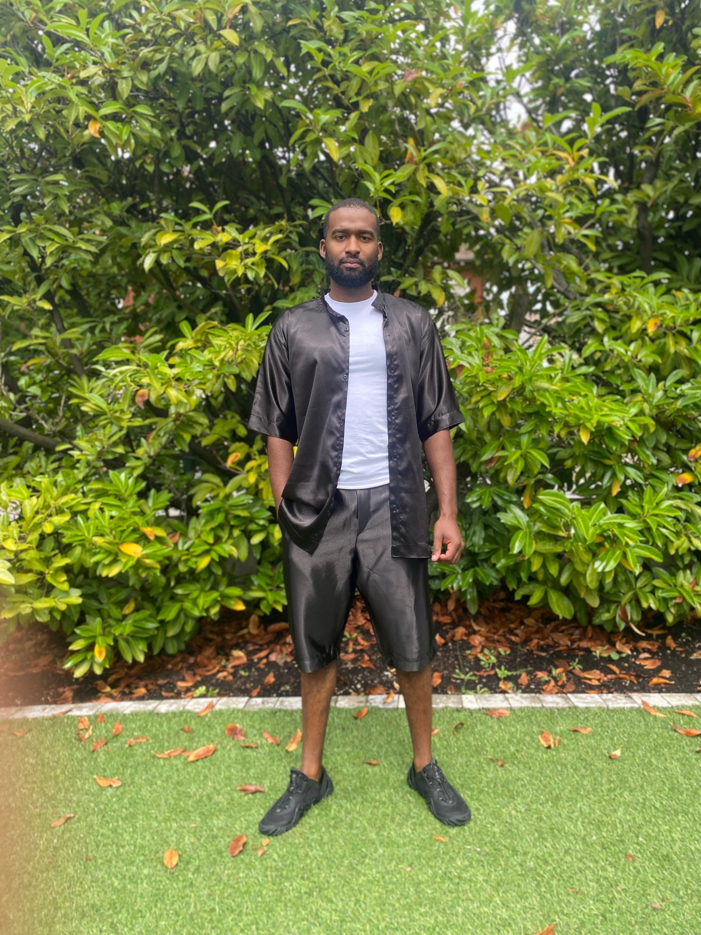 Chemise et short satin noir