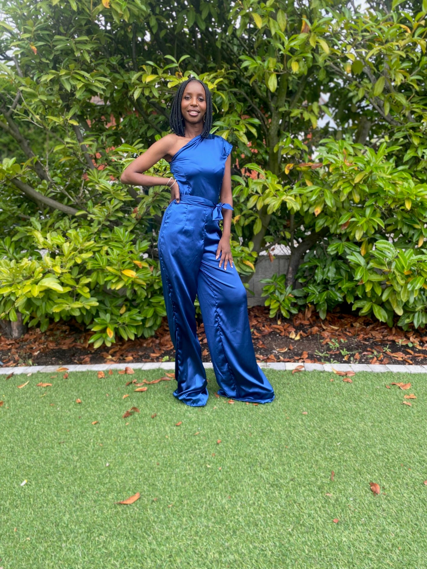 Combinaison satin bleu