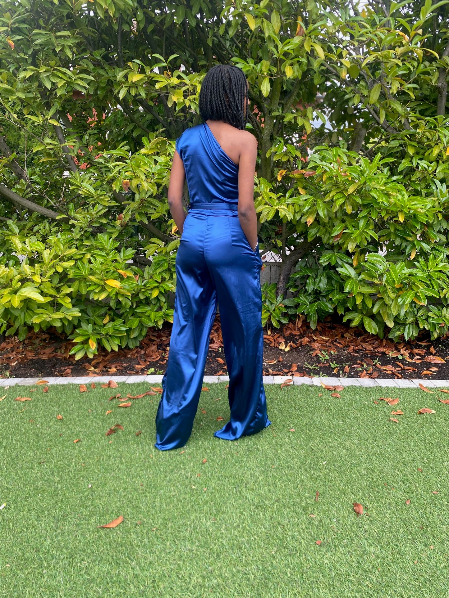 Combinaison satin bleu