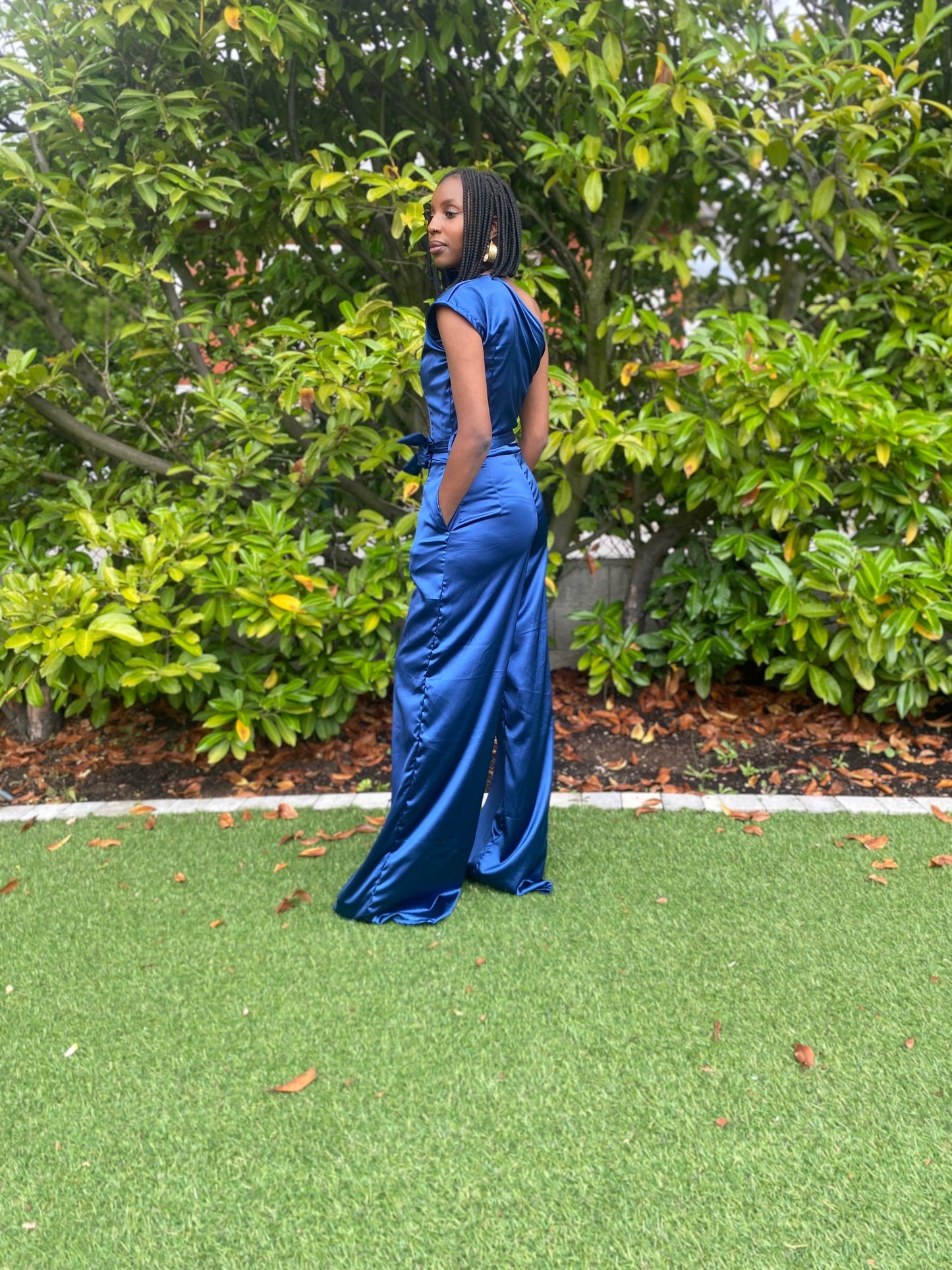 Combinaison satin bleu