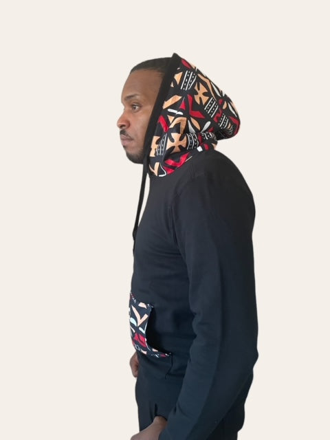 Hoodie noir imprimé lipé