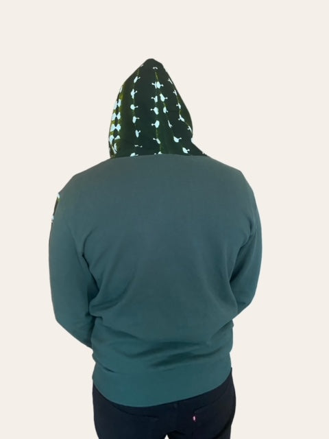 Hoodie vert motif Lipé