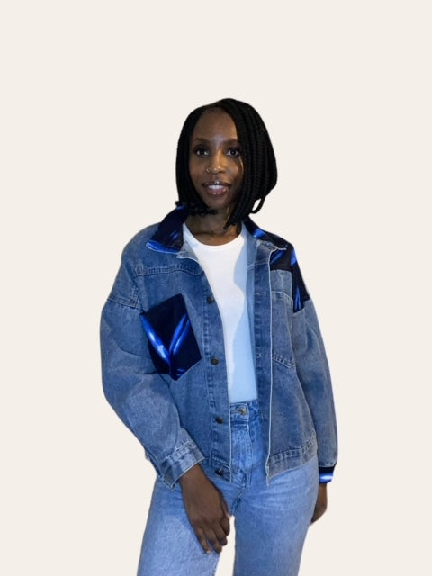 Veste en jean femme motif Lipé